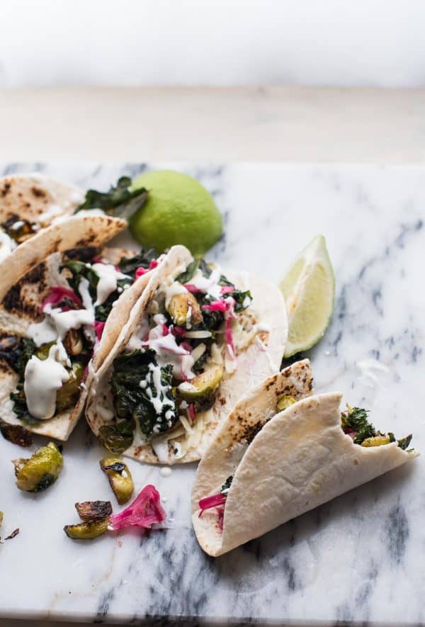 bite out of crispy kale and sprout taco