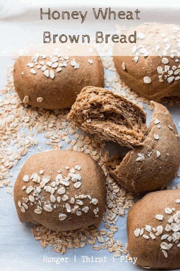 Sweet, tender wheat bread that's easy to make and hard to mess up. Honey Wheat Brown Bread is perfect to start dinner, have with breakfast or turn into croutons. #homemadebread #wheatbread