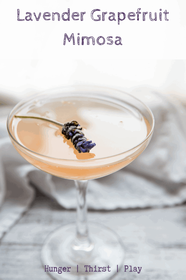 An easy, delicious, bubbly cocktail thats is perfect for brunch or just to sip on at happy hour. Sweet lavender, tart grapefruit and bubbly prosecco is the perfect fun, light cocktail! #prosecco #mimosa #lavender #brunchdrinks #cocktails