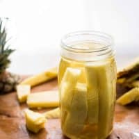 mason jar filled with pineapple infused tequila