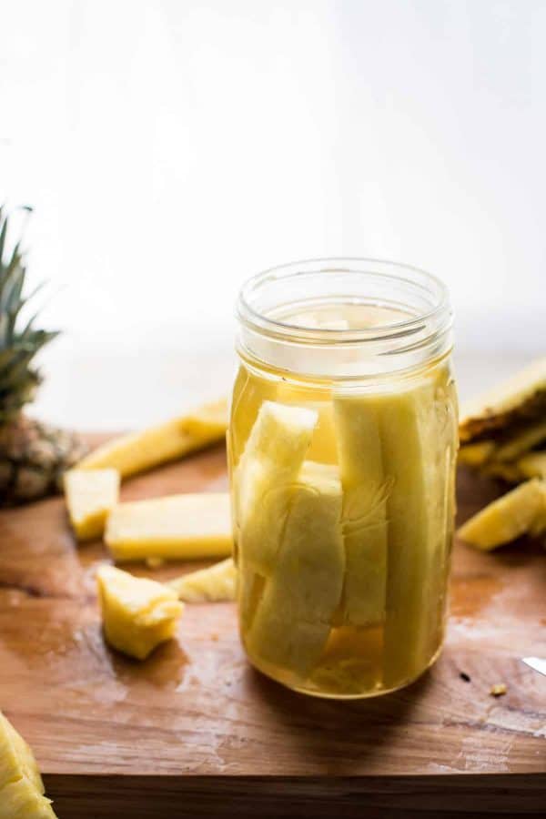 mason jar filled with pineapple infused tequila