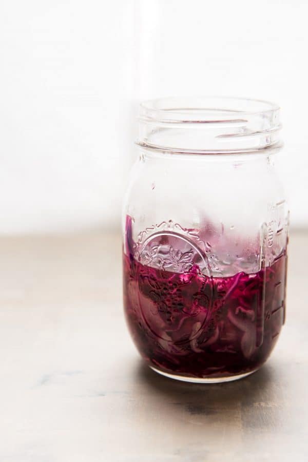 quick pickled cabbage in a bowl