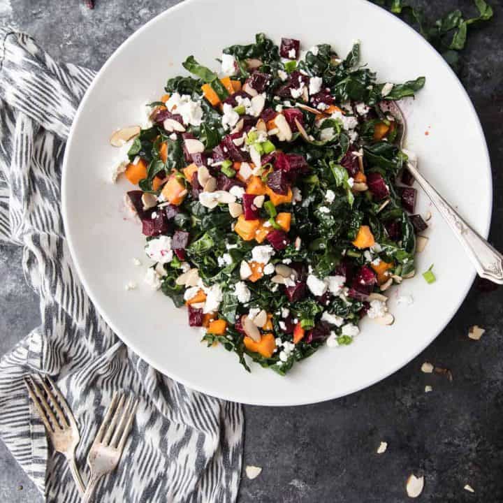 overhead photo of beets and sweets salad