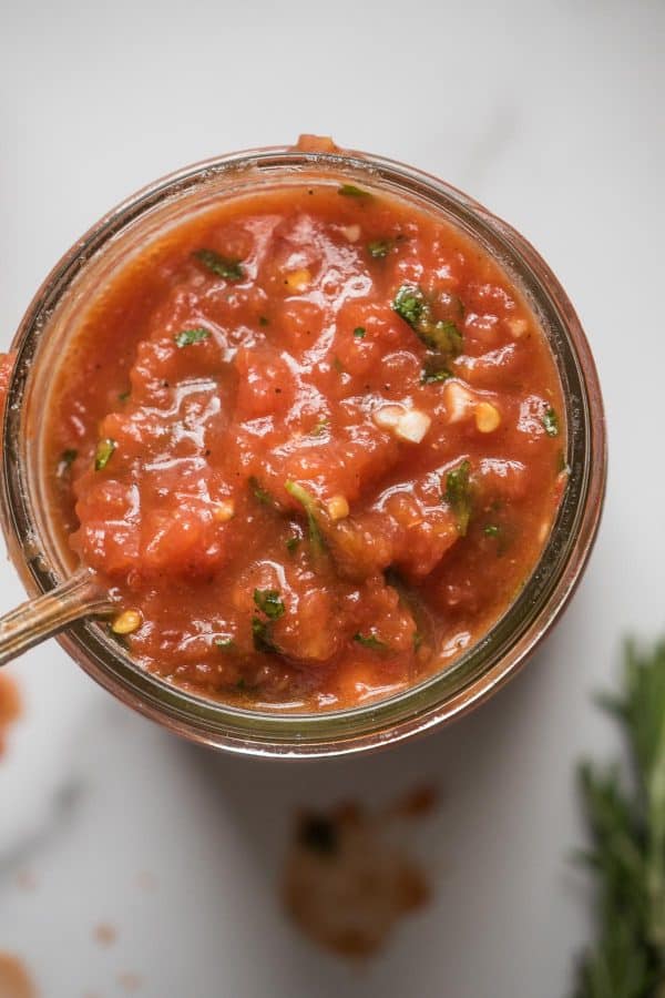 close up of homemade pizza sauce