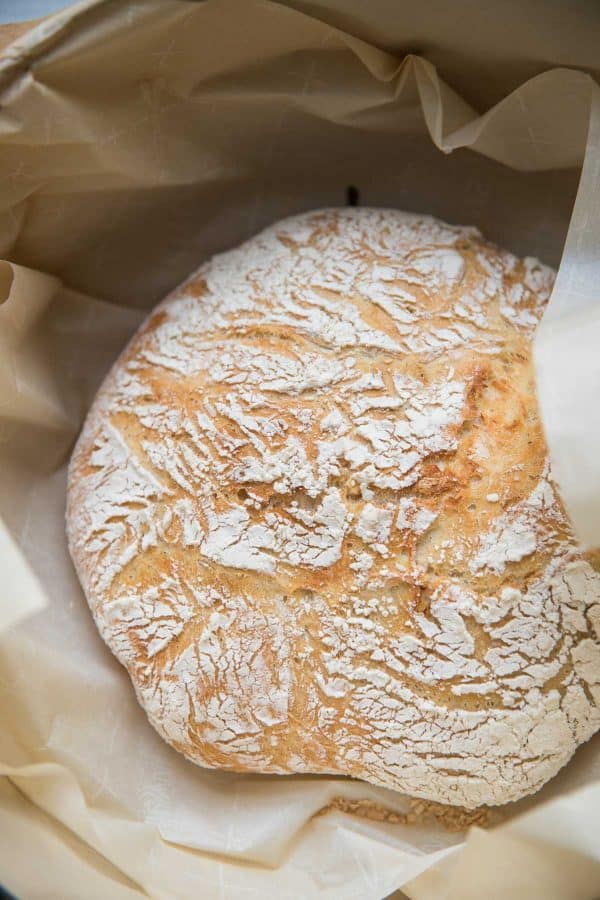 crusty soup bread baked in dutch oven