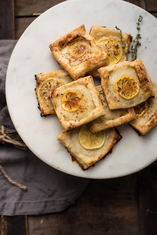 stacked squares of lemon ricotta puff pastry