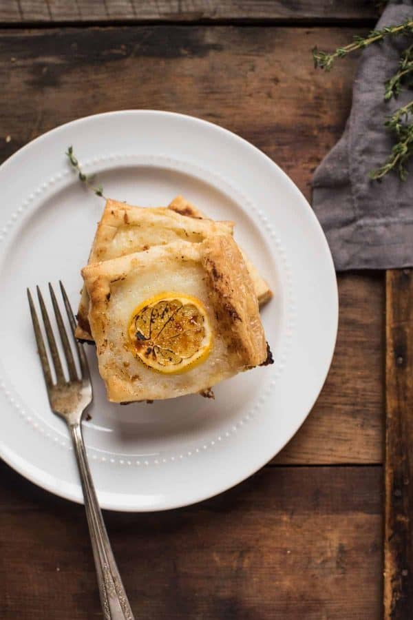 stacked squares of lemon ricotta puff pastry