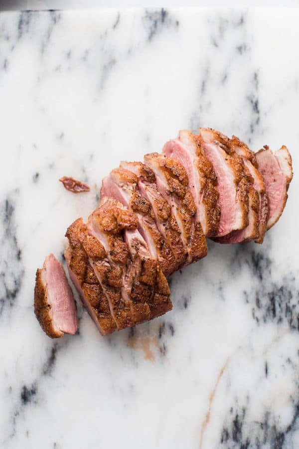 sliced pan-seared duck breast