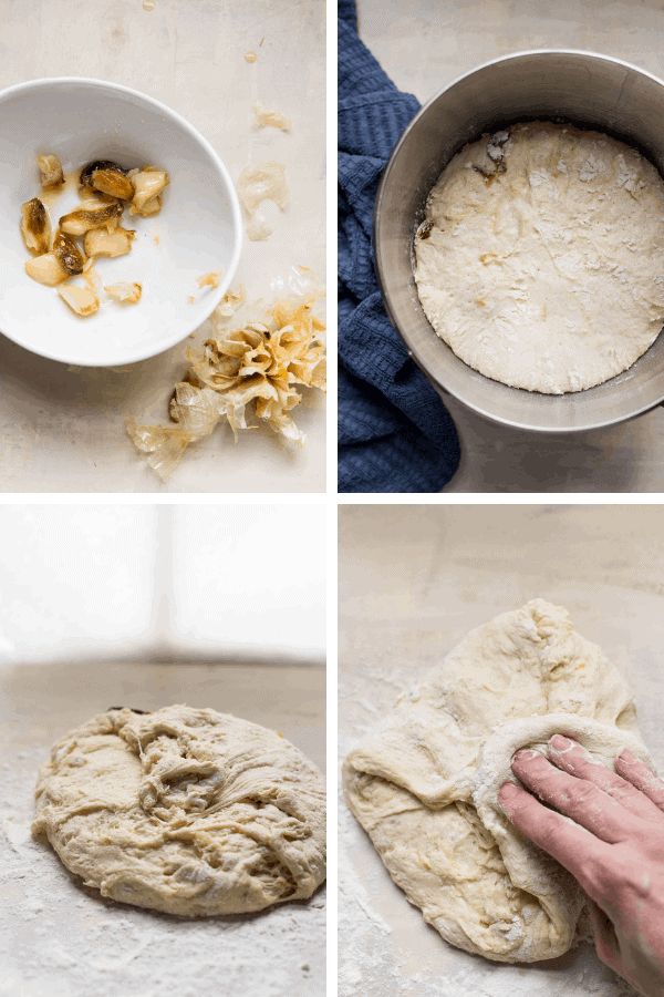 collage of steps to make crusty soup bread