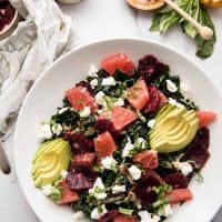 kale citrus salad in a serving bowl