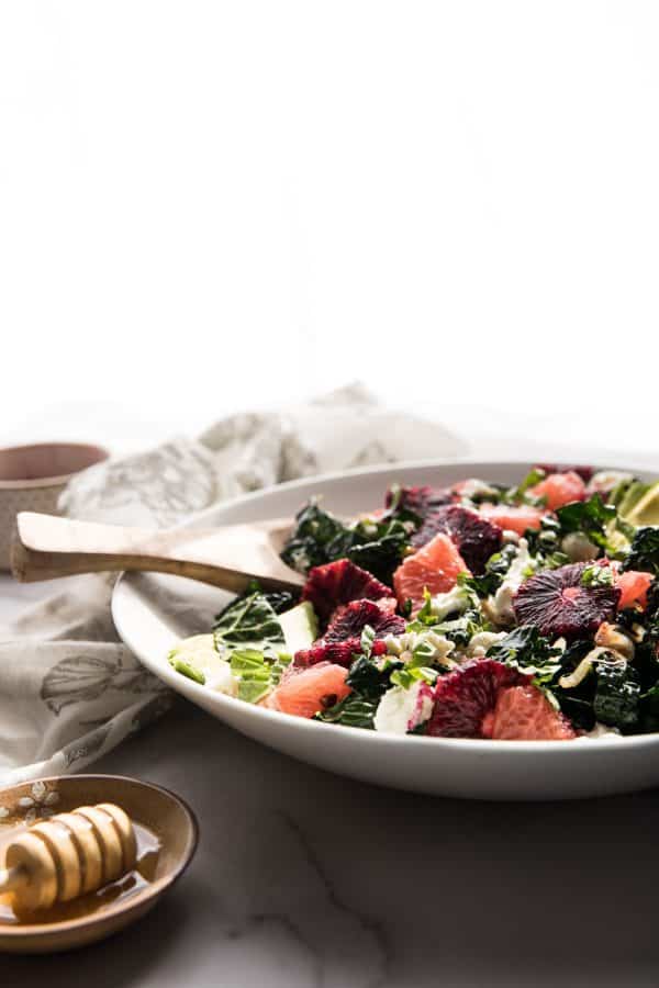 kale citrus salad with grapefruit and blood orange