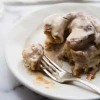 forkful of tiramisu cinnamon roll