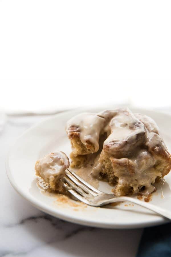 forkful of tiramisu cinnamon roll