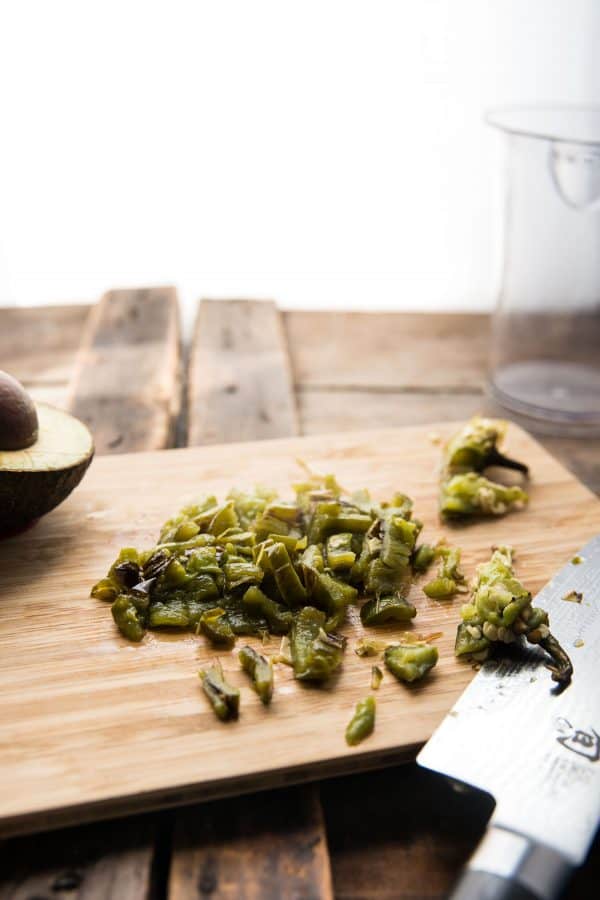 chopped jalapeno ready to be blended