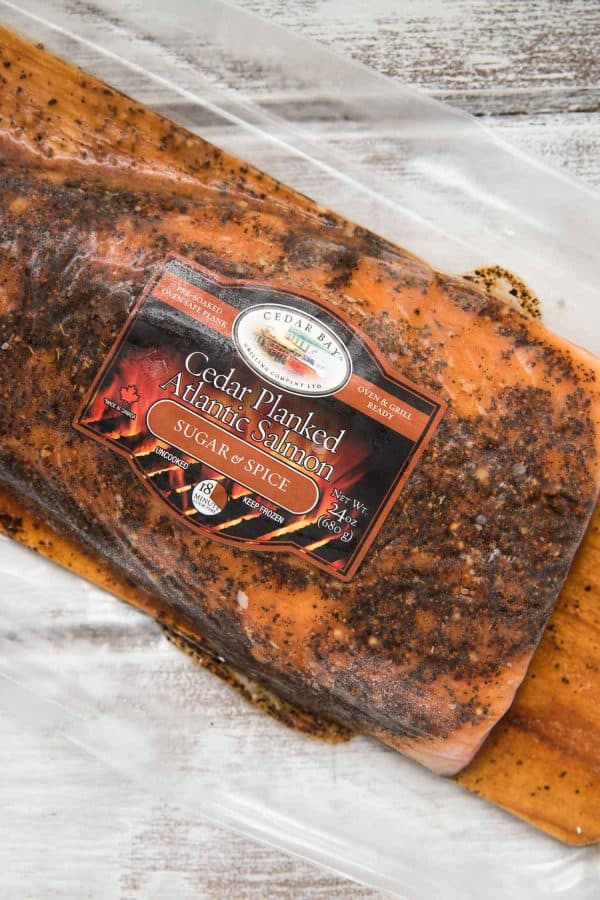 close up of cedar bay grilling company ready to cook cedar plank salmon