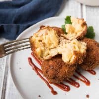 stacked tuna stuffed mac and cheese balls