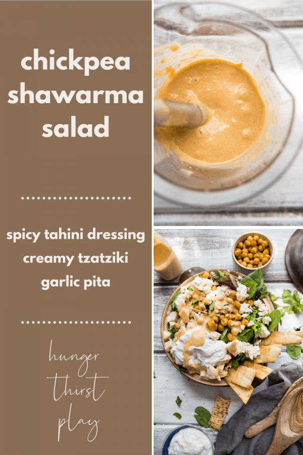 collage of chickpea shawarma salad