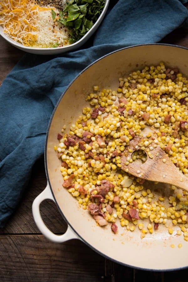 sauteed pancetta and corn