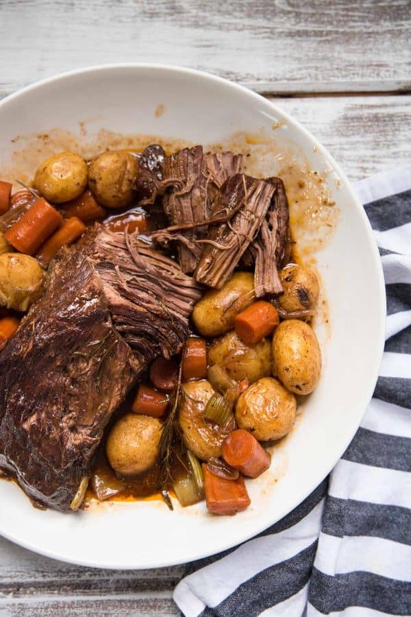 tender pot roast in a serving platter
