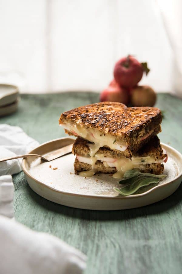 slices of gourmet grilled cheese stacked on each other