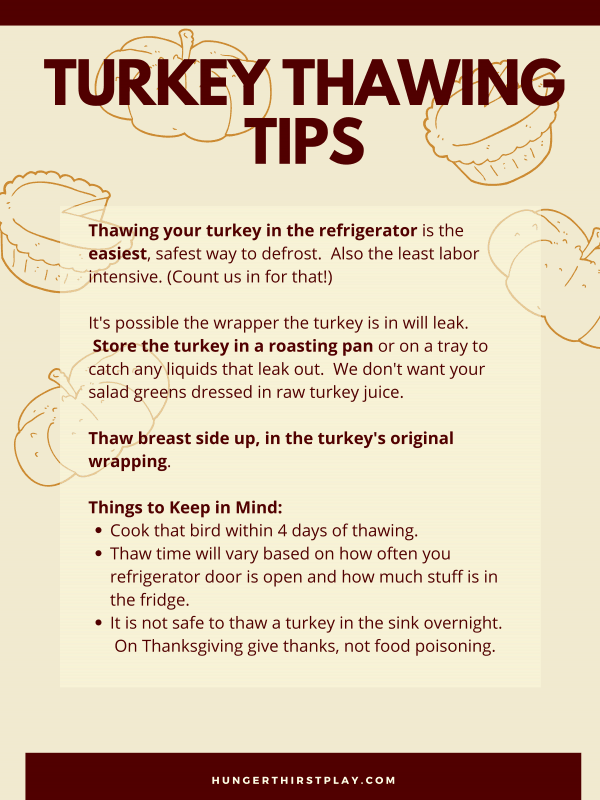 worksheet with turkey thawing tips listed