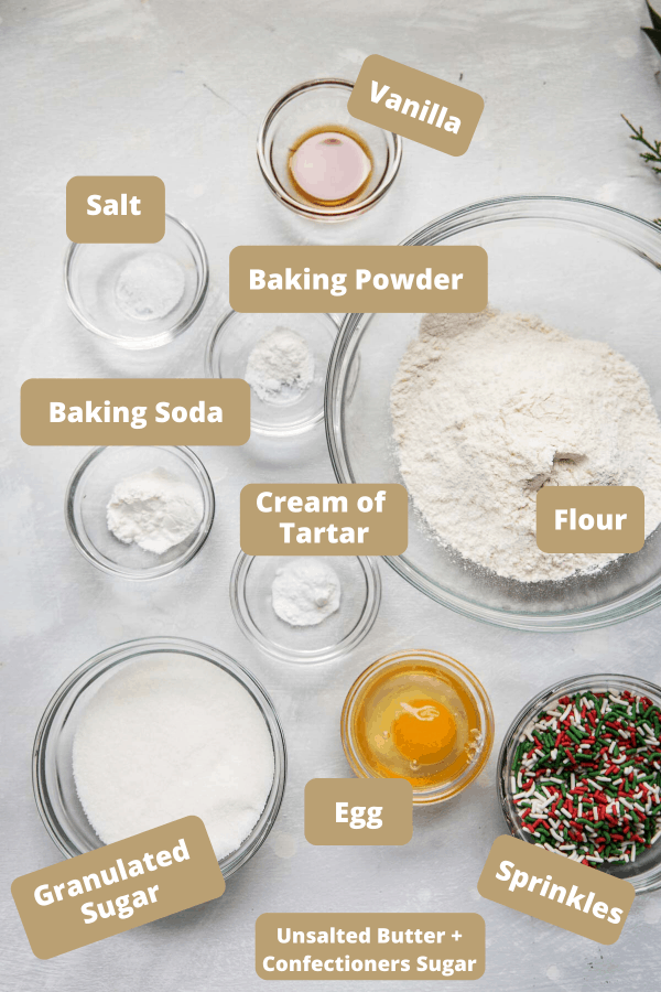 labeled ingredients for christmas eve cookies