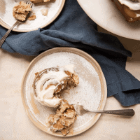 gingerbread cinnamon rolls on plates with forks