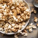 kettle corn style popcorn with gingerbread seasoning in a bowl