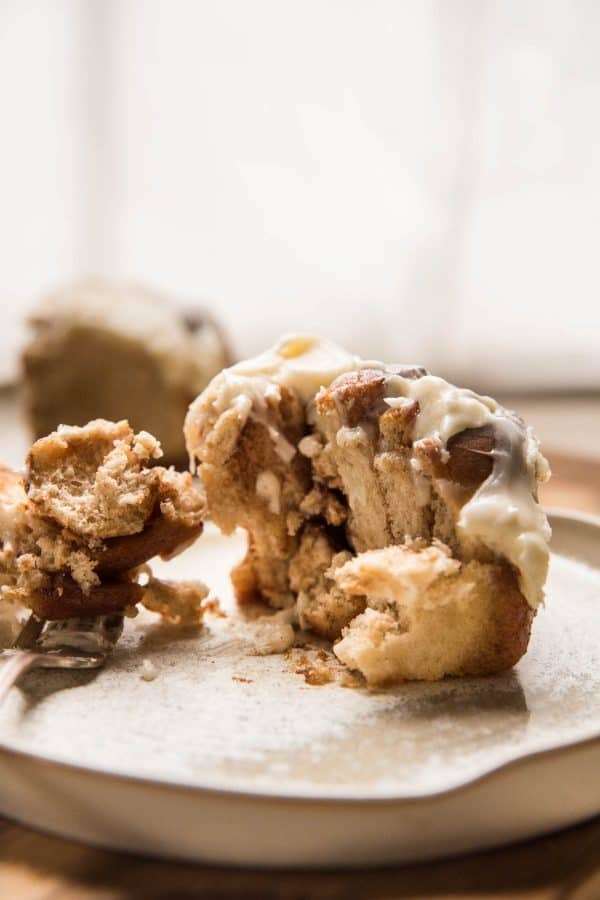 close up of the inside of a gingerbread cinnamon roll