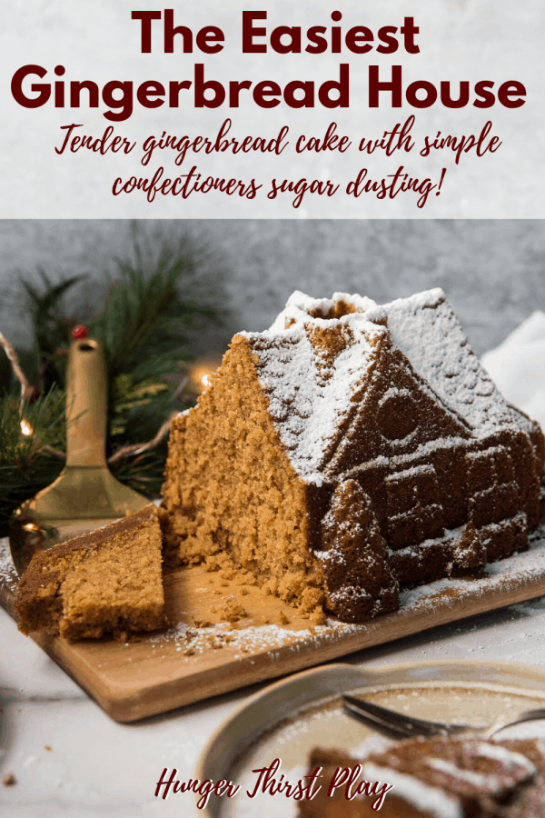 cut pieces of gingerbread house cake