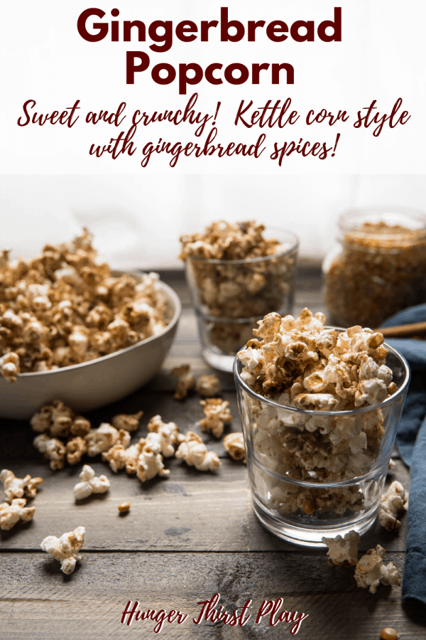 side angle of kettle corn style popcorn in glasses and bowl