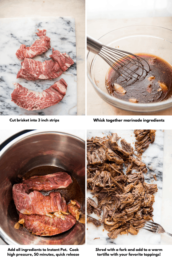 collage of making korean style beef brisket in the Instant Pot