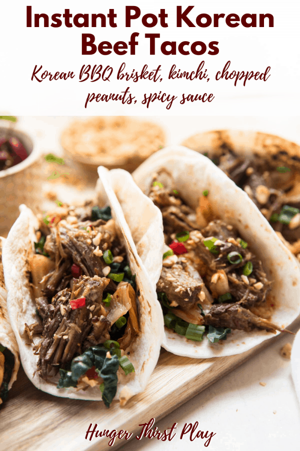 tortillas stuffed with pressure cooker korean beef, kimchi and crushed peanuts