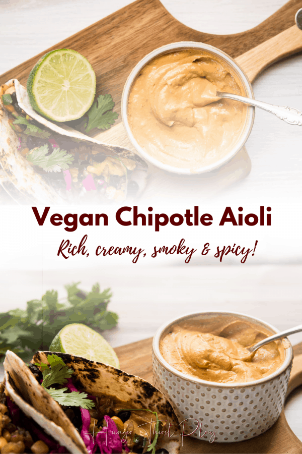 two pictures with description of chipotle aioli