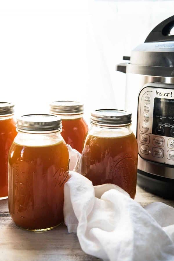 canning jars of stock with instant pot