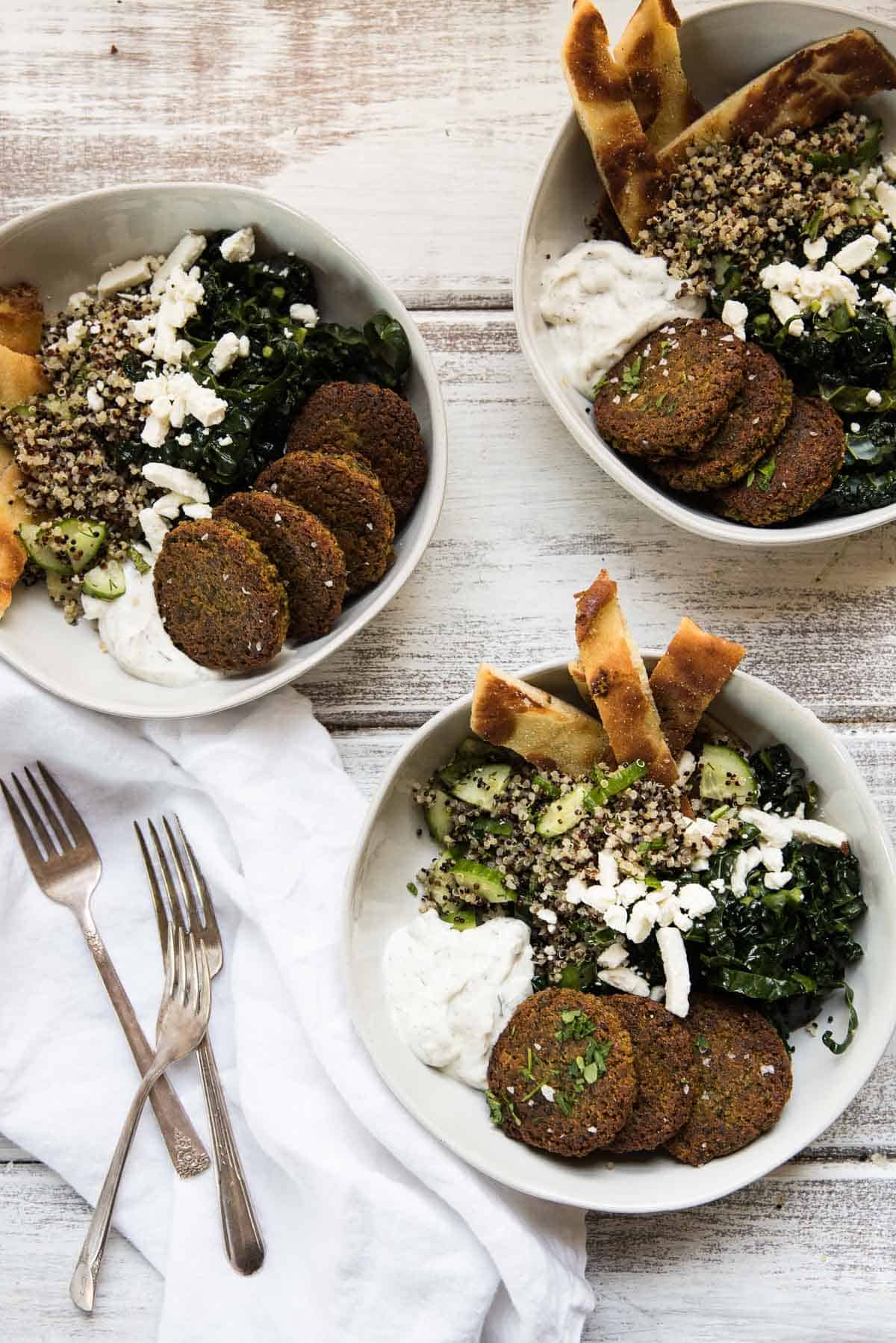 Baked Falafel Quinoa Bowls Hunger Thirst Play