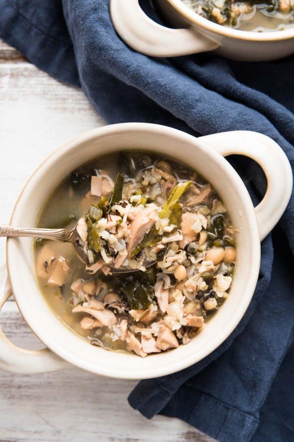 overhead of a bowl of soup