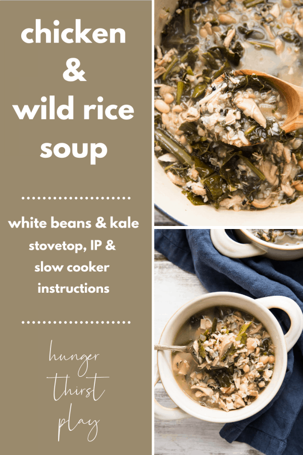 collage of chicken and wild rice soup photos
