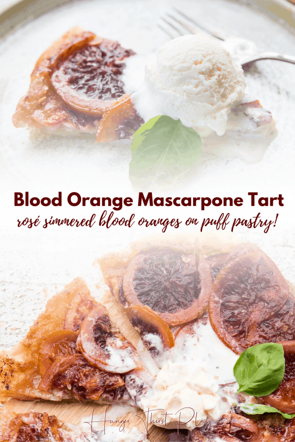 collage of blood orange mascarpone tart photos