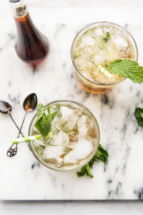 two maple mint julep cocktails from overheat