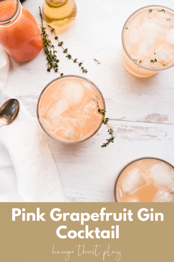 overhead of pink grapefruit gin cocktails
