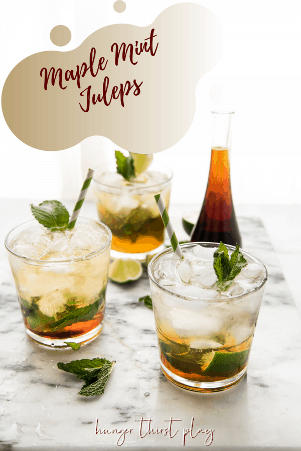three glasses with ice and mint juleps