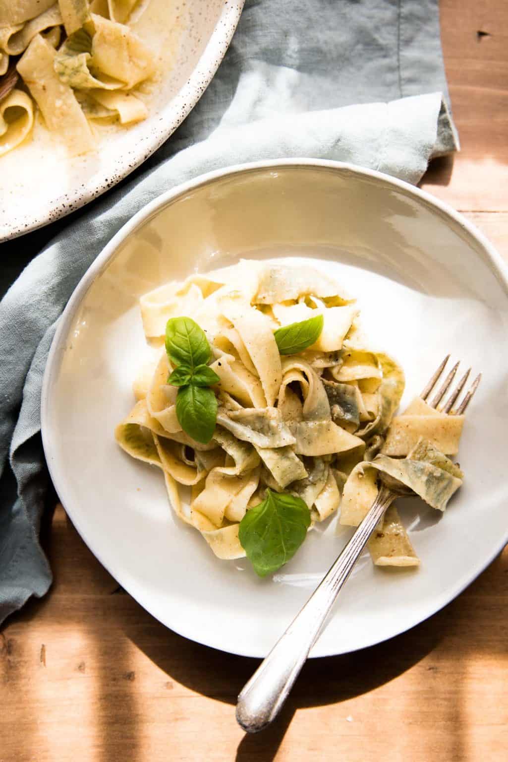 Homemade Basil Pasta with Garlic Brown Butter Hunger Thirst Play