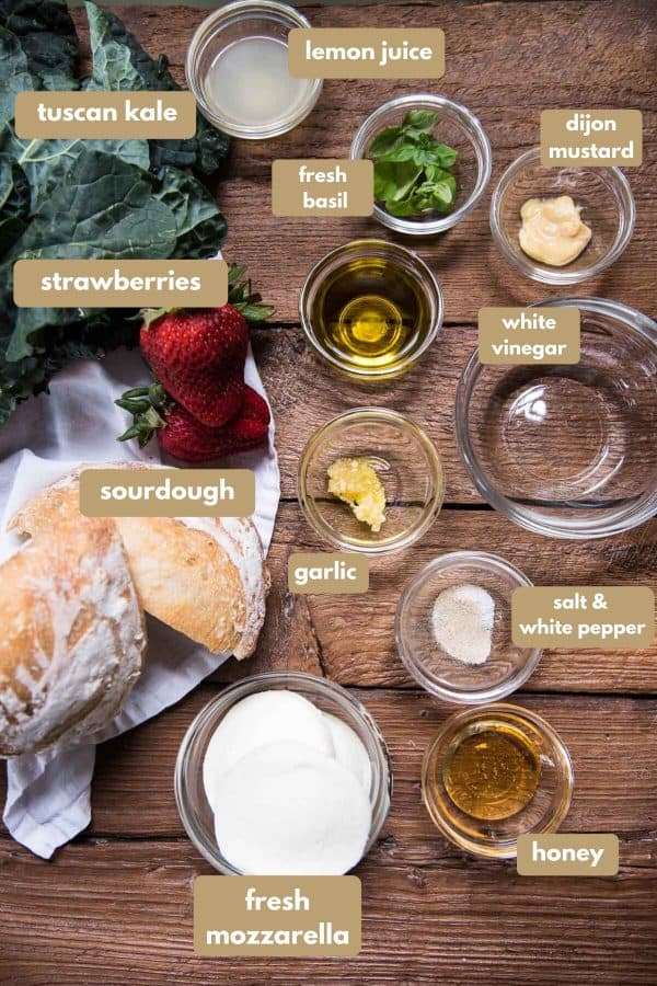 labeled ingredients for sourdough panzanella