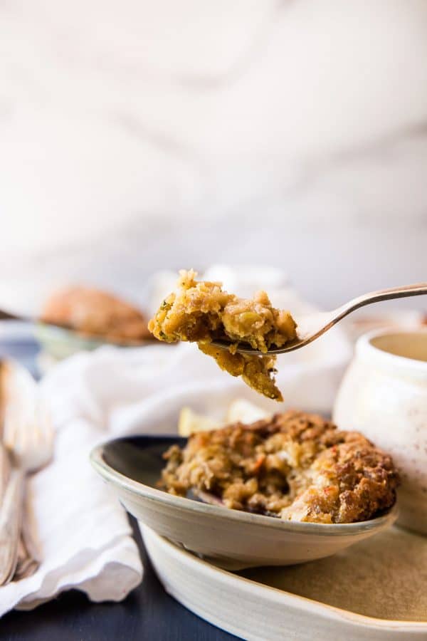 forkful of baked stuffed clam