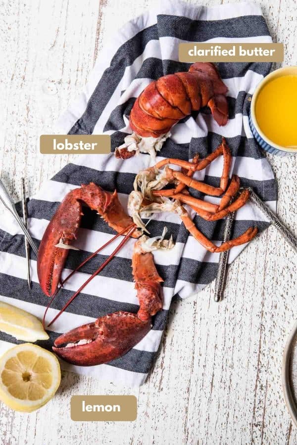 labeled ingredients for boiling lobster