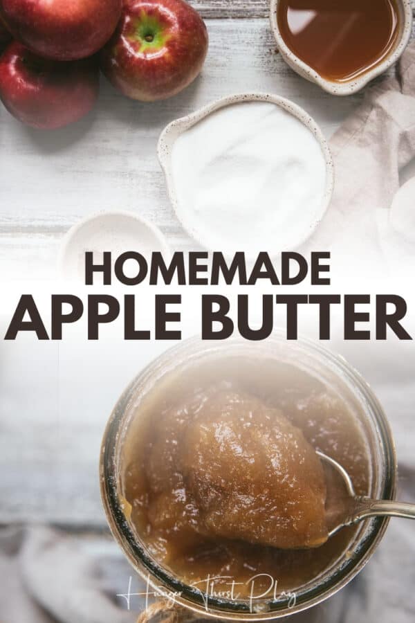 collage of homemade apple butter photos