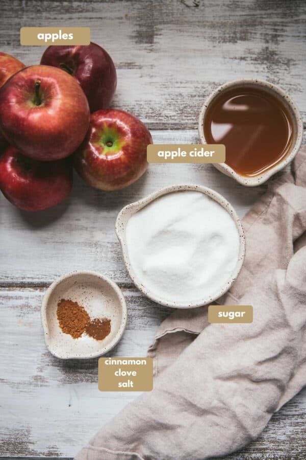 labeled ingredients for apple butter