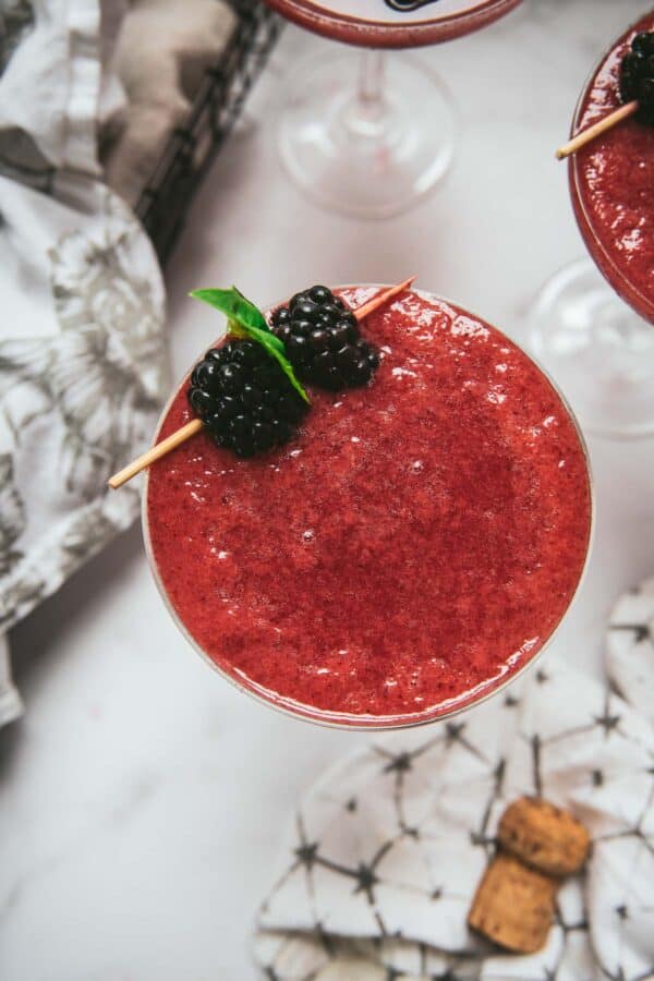 overhead close up of a fruit martini