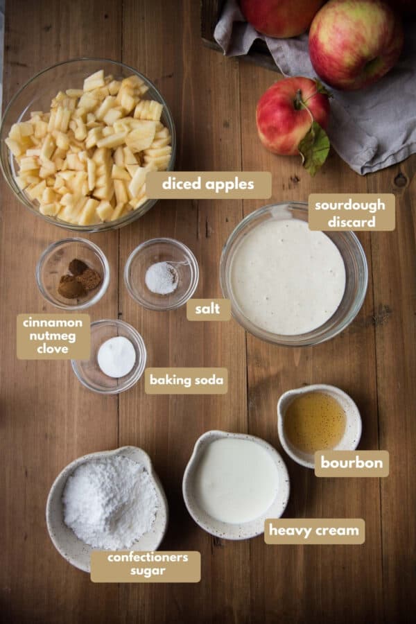 labeled ingredients for apple fritters